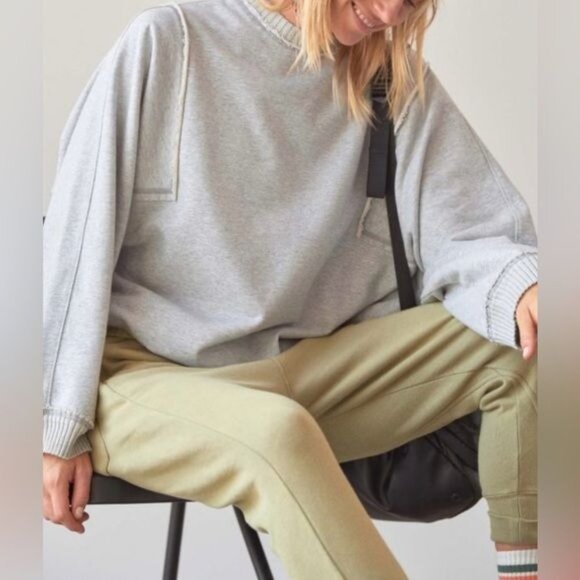 NWT Free People Movement Heather Gray Slouchy Sweater - Picture 3 of 5